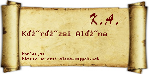 Körözsi Aléna névjegykártya